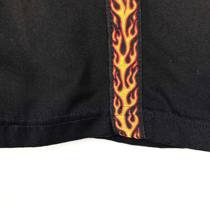 FILTER Fire Pattern Short-Sleeve Open Collar Poly Shirt Box Shirt Made in USA Men's Size L (Equivalent) Vintage polyester black type Vintage Second Hand