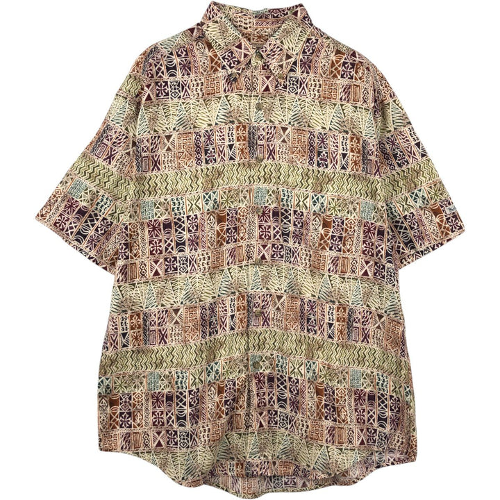 2000'S Woolrich all-over print short-sleeved button-down shirt, men's size L (approx.) cotton ivory Vintage Second Hand