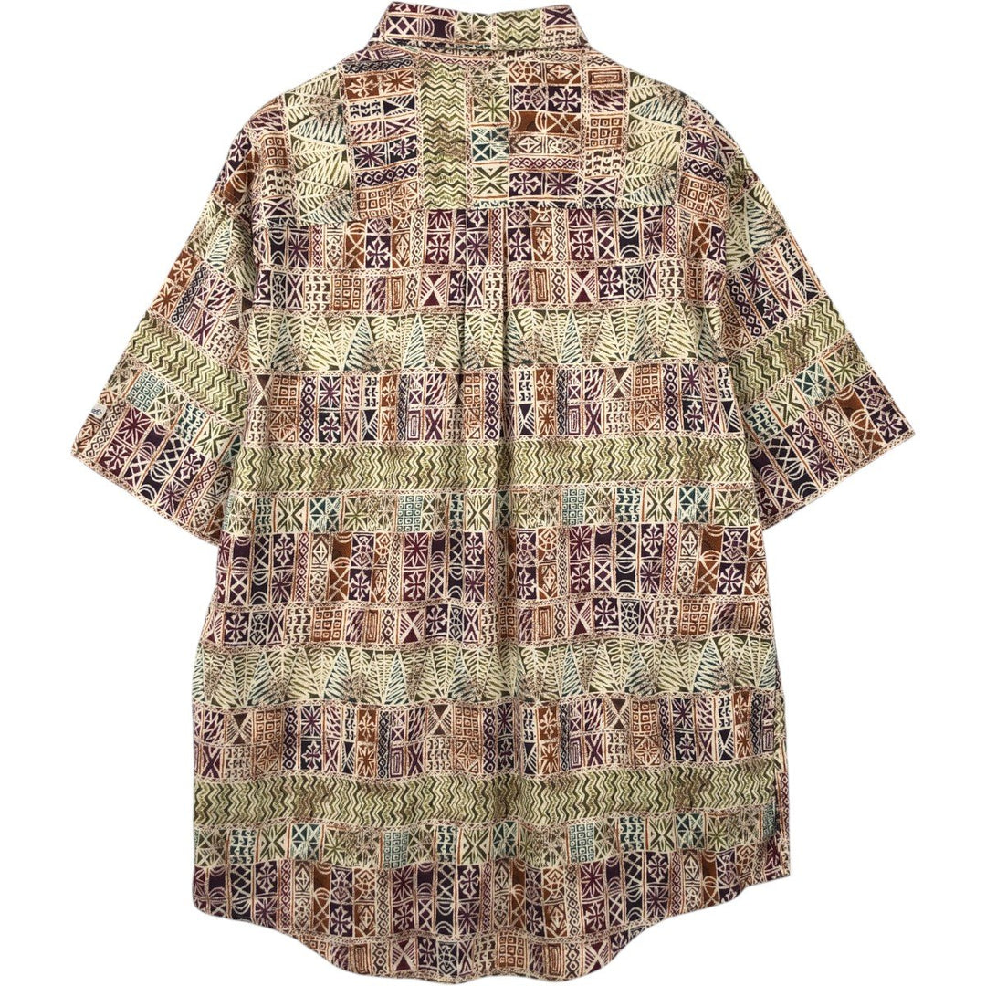 2000'S Woolrich all-over print short-sleeved button-down shirt, men's size L (approx.) cotton ivory Vintage Second Hand