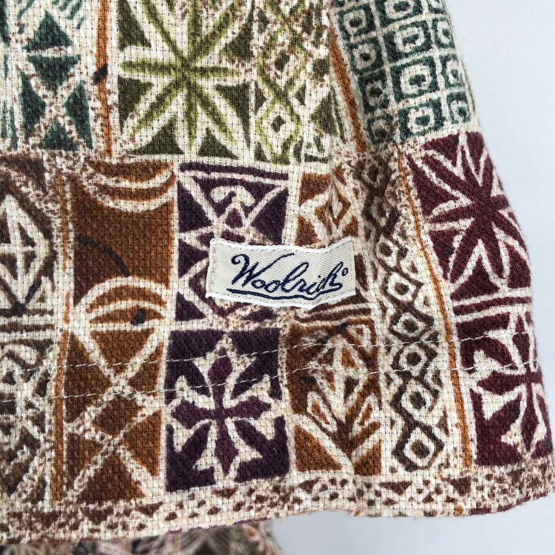 2000'S Woolrich all-over print short-sleeved button-down shirt, men's size L (approx.) cotton ivory Vintage Second Hand