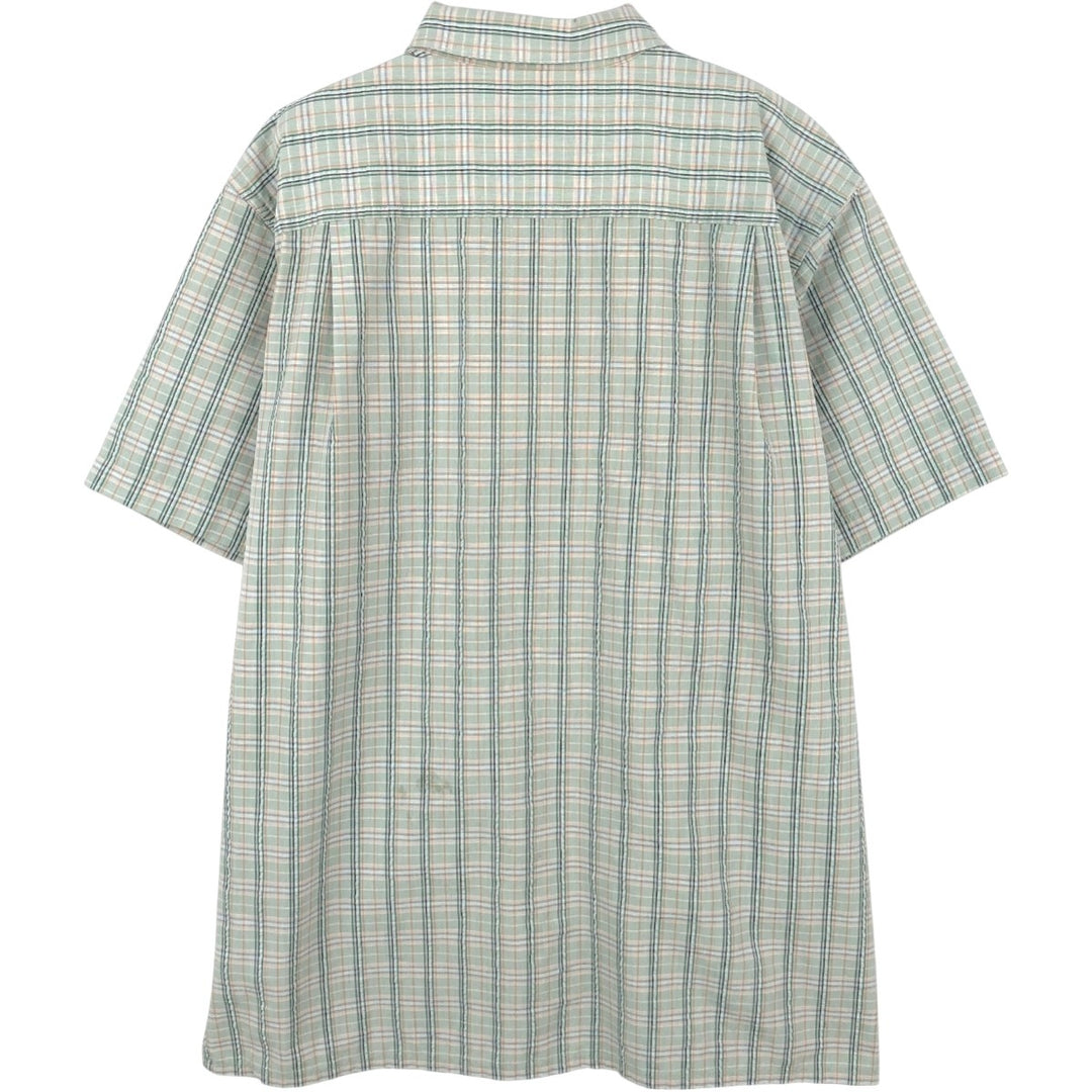 Patagonia 53004SP19 Packerwear Shirt, Check Pattern, Short Sleeve, Polyester Shirt, Boxy Shirt, Men's Size L (approx.) polyester green type Vintage Second Hand