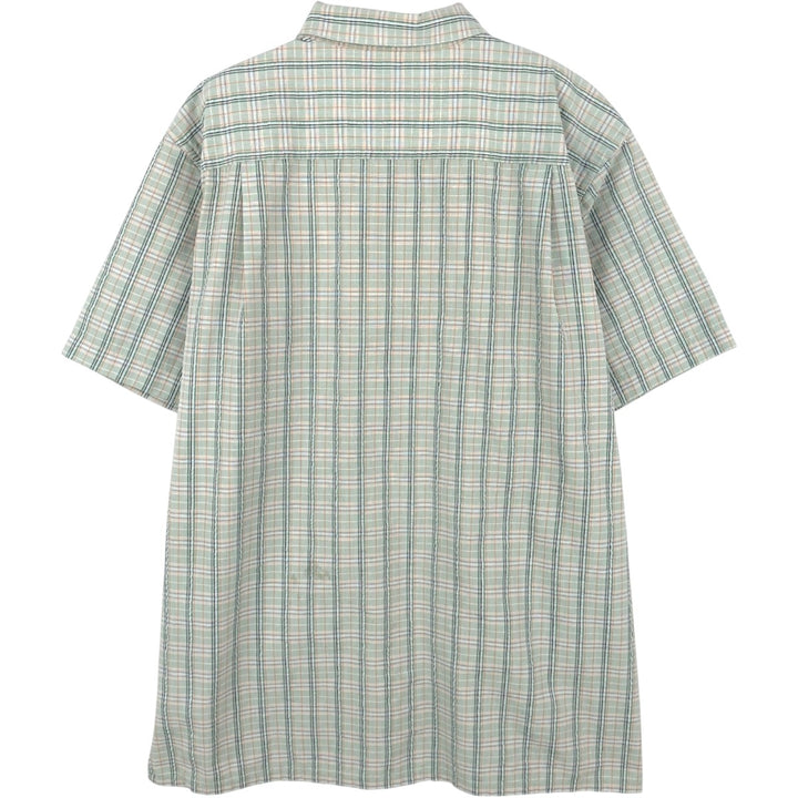 Patagonia 53004SP19 Packerwear Shirt, Check Pattern, Short Sleeve, Polyester Shirt, Boxy Shirt, Men's Size L (approx.) polyester green type Vintage Second Hand