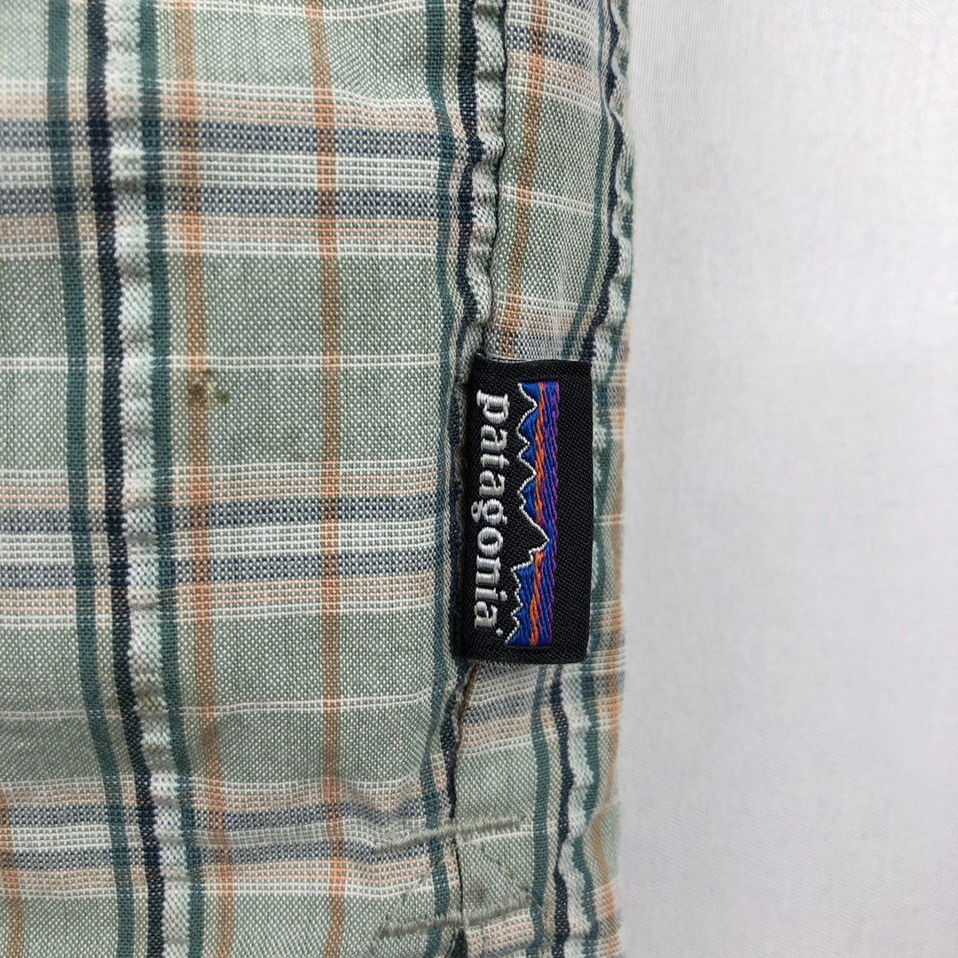 Patagonia 53004SP19 Packerwear Shirt, Check Pattern, Short Sleeve, Polyester Shirt, Boxy Shirt, Men's Size L (approx.) polyester green type Vintage Second Hand