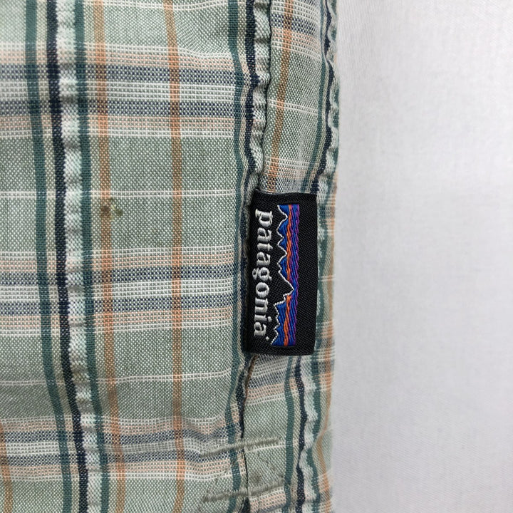 Patagonia 53004SP19 Packerwear Shirt, Check Pattern, Short Sleeve, Polyester Shirt, Boxy Shirt, Men's Size L (approx.) polyester green type Vintage Second Hand