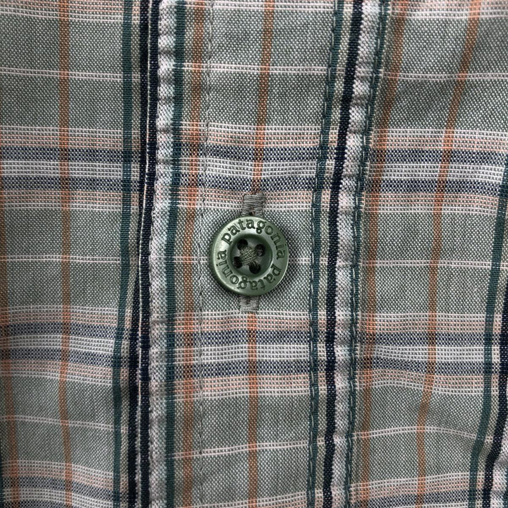 Patagonia 53004SP19 Packerwear Shirt, Check Pattern, Short Sleeve, Polyester Shirt, Boxy Shirt, Men's Size L (approx.) polyester green type Vintage Second Hand