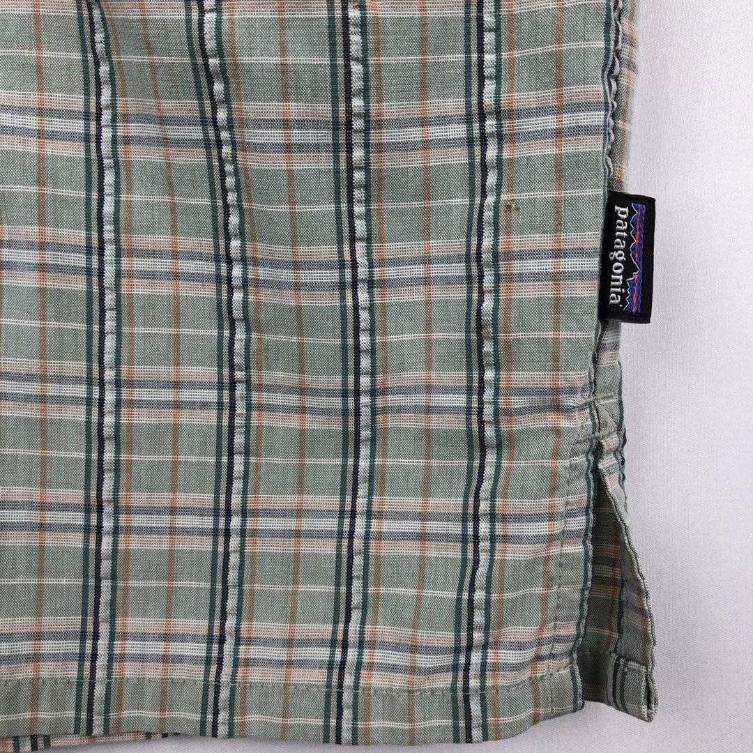 Patagonia 53004SP19 Packerwear Shirt, Check Pattern, Short Sleeve, Polyester Shirt, Boxy Shirt, Men's Size L (approx.) polyester green type Vintage Second Hand