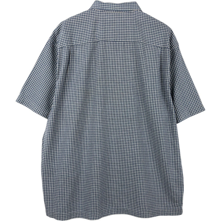 2000'S Eddie Bauer Short-Sleeve Cotton Check Shirt, Boxy Shirt, Men's Size L (approx.) cotton gray type Vintage Second Hand