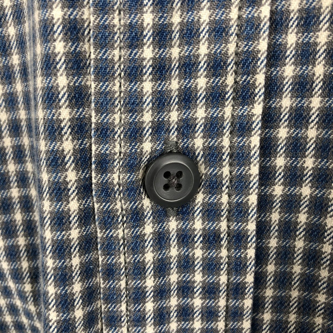 2000'S Eddie Bauer Short-Sleeve Cotton Check Shirt, Boxy Shirt, Men's Size L (approx.) cotton gray type Vintage Second Hand