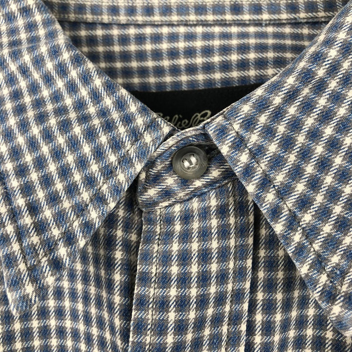 2000'S Eddie Bauer Short-Sleeve Cotton Check Shirt, Boxy Shirt, Men's Size L (approx.) cotton gray type Vintage Second Hand