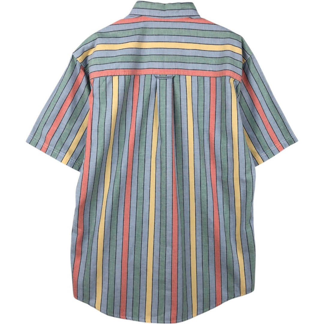 80s-90'S Eddie Bauer Black Tag Short-Sleeve Button-Down Striped Shirt, Men's Size M (Equivalent), Vintage cotton blue type Vintage Second Hand