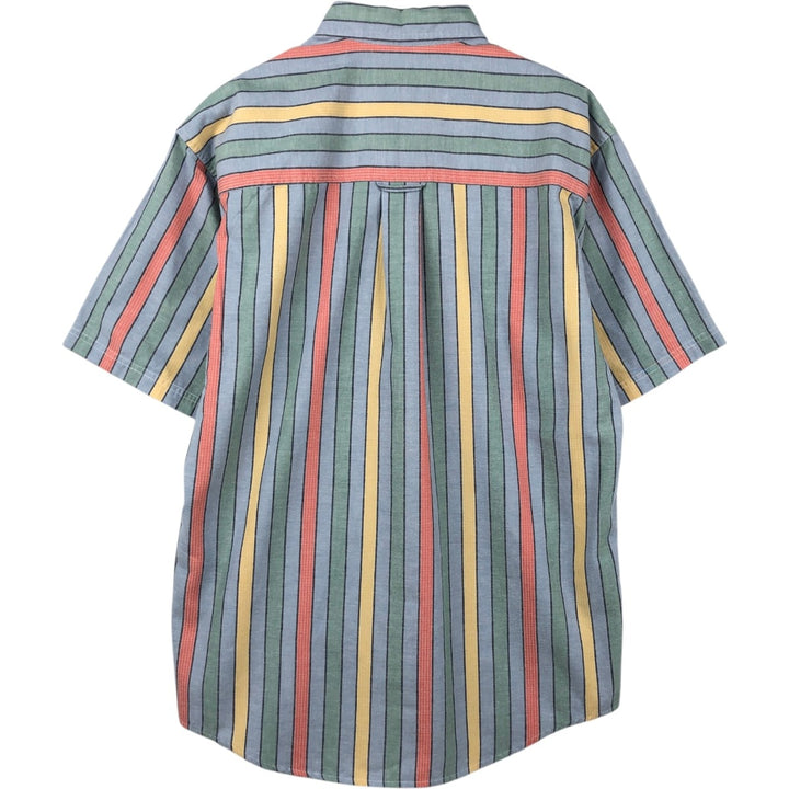 80s-90'S Eddie Bauer Black Tag Short-Sleeve Button-Down Striped Shirt, Men's Size M (Equivalent), Vintage cotton blue type Vintage Second Hand