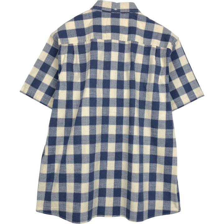 90s-00'S LLBean Traditional Fit Short-Sleeve Button-Down Check Shirt, Men's Size L (approx.), Vintage cotton blue type Vintage Second Hand