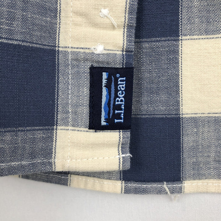 90s-00'S LLBean Traditional Fit Short-Sleeve Button-Down Check Shirt, Men's Size L (approx.), Vintage cotton blue type Vintage Second Hand