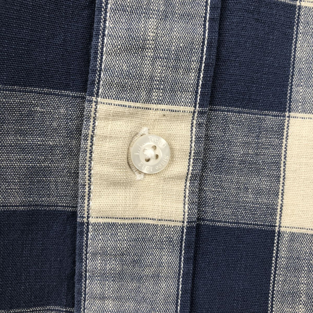 90s-00'S LLBean Traditional Fit Short-Sleeve Button-Down Check Shirt, Men's Size L (approx.), Vintage cotton blue type Vintage Second Hand