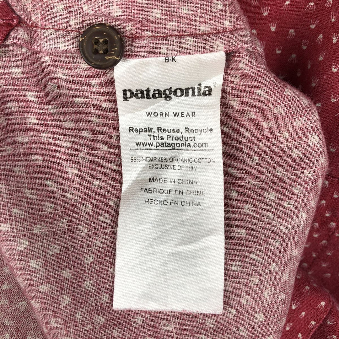 Patagonia Backstep Shirt 53139SP17, all-over print, short-sleeved, cotton x hemp, boxy shirt, men's size L. Hemp red type Vintage Second Hand