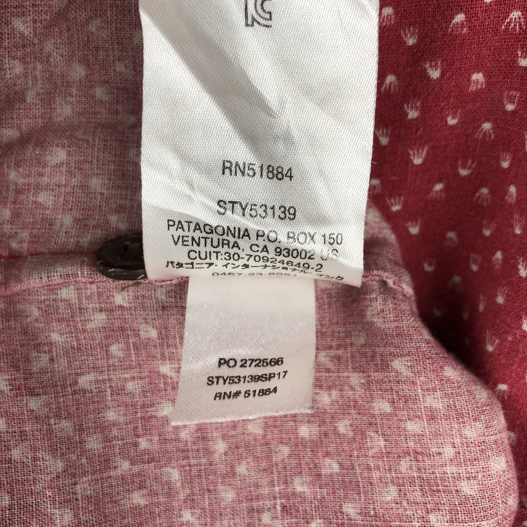 Patagonia Backstep Shirt 53139SP17, all-over print, short-sleeved, cotton x hemp, boxy shirt, men's size L. Hemp red type Vintage Second Hand