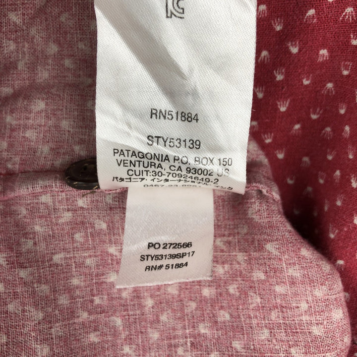 Patagonia Backstep Shirt 53139SP17, all-over print, short-sleeved, cotton x hemp, boxy shirt, men's size L. Hemp red type Vintage Second Hand