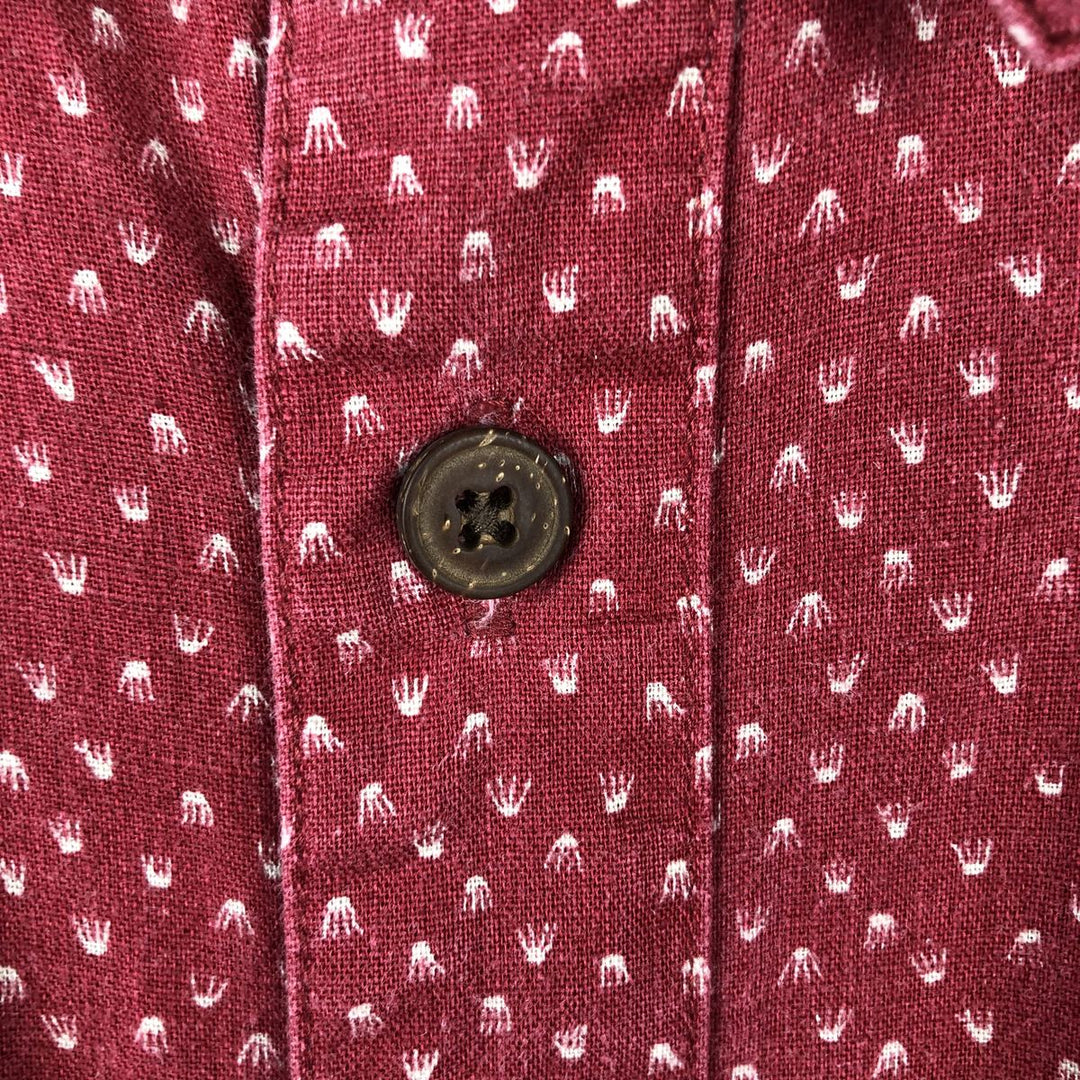 Patagonia Backstep Shirt 53139SP17, all-over print, short-sleeved, cotton x hemp, boxy shirt, men's size L. Hemp red type Vintage Second Hand