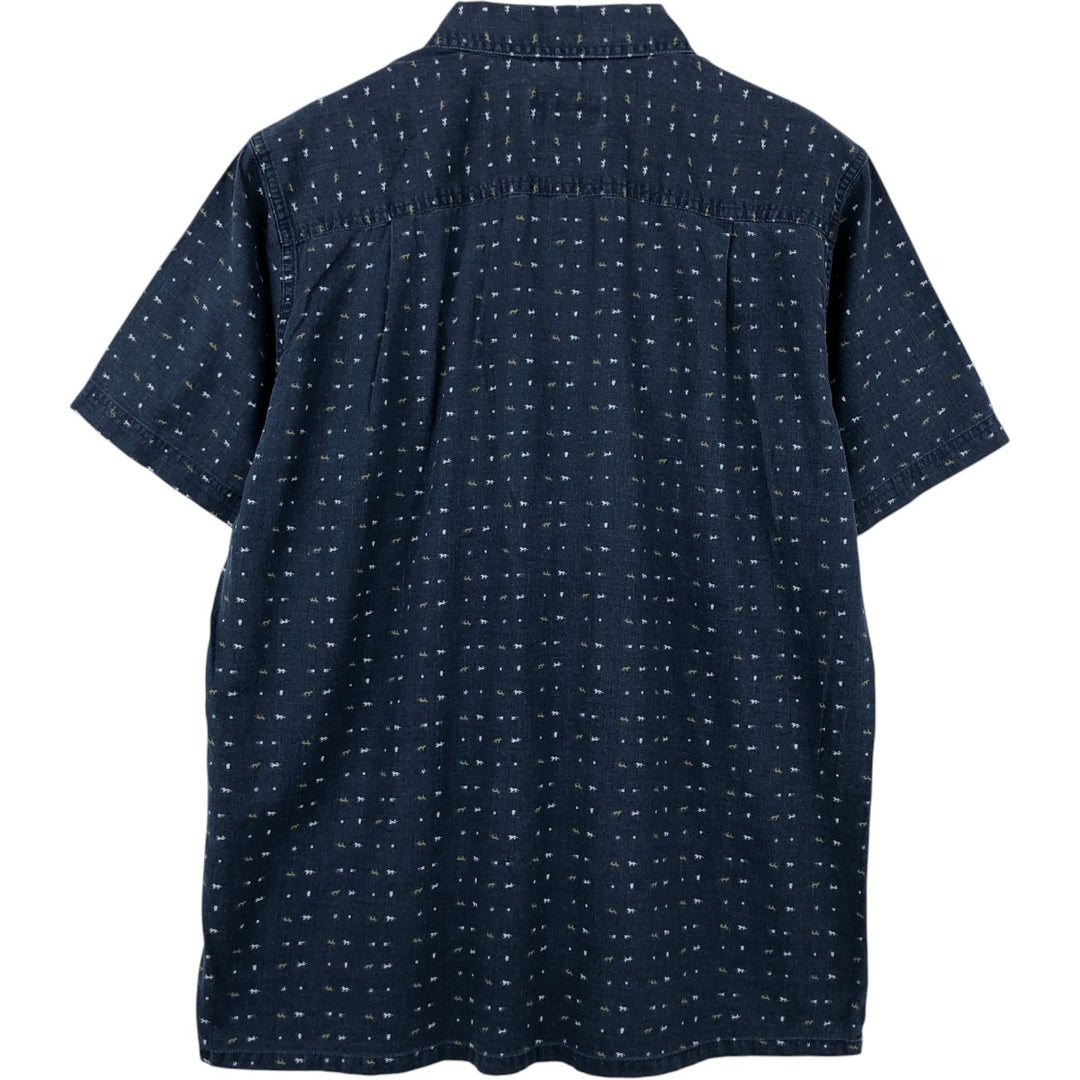 Patagonia all-over print short-sleeved box shirt, men's size M. unclear navy blue type Vintage Second Hand