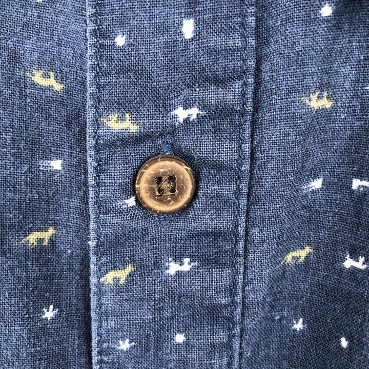 Patagonia all-over print short-sleeved box shirt, men's size M. unclear navy blue type Vintage Second Hand