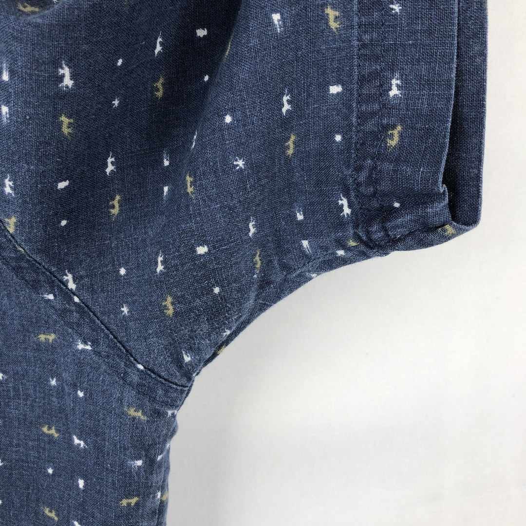 Patagonia all-over print short-sleeved box shirt, men's size M. unclear navy blue type Vintage Second Hand