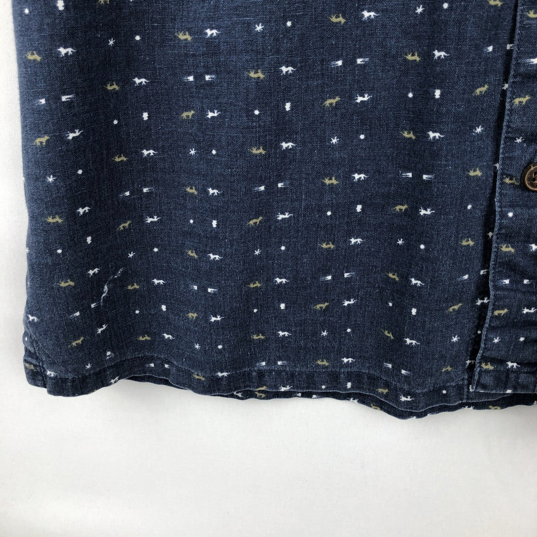 Patagonia all-over print short-sleeved box shirt, men's size M. unclear navy blue type Vintage Second Hand