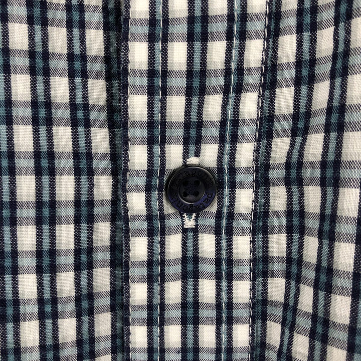 Patagonia 53003SP14 Check Pattern Seersucker Short-Sleeve Poly-Cotton Box Shirt, Men's XL Equivalent polyester white type Vintage Second Hand