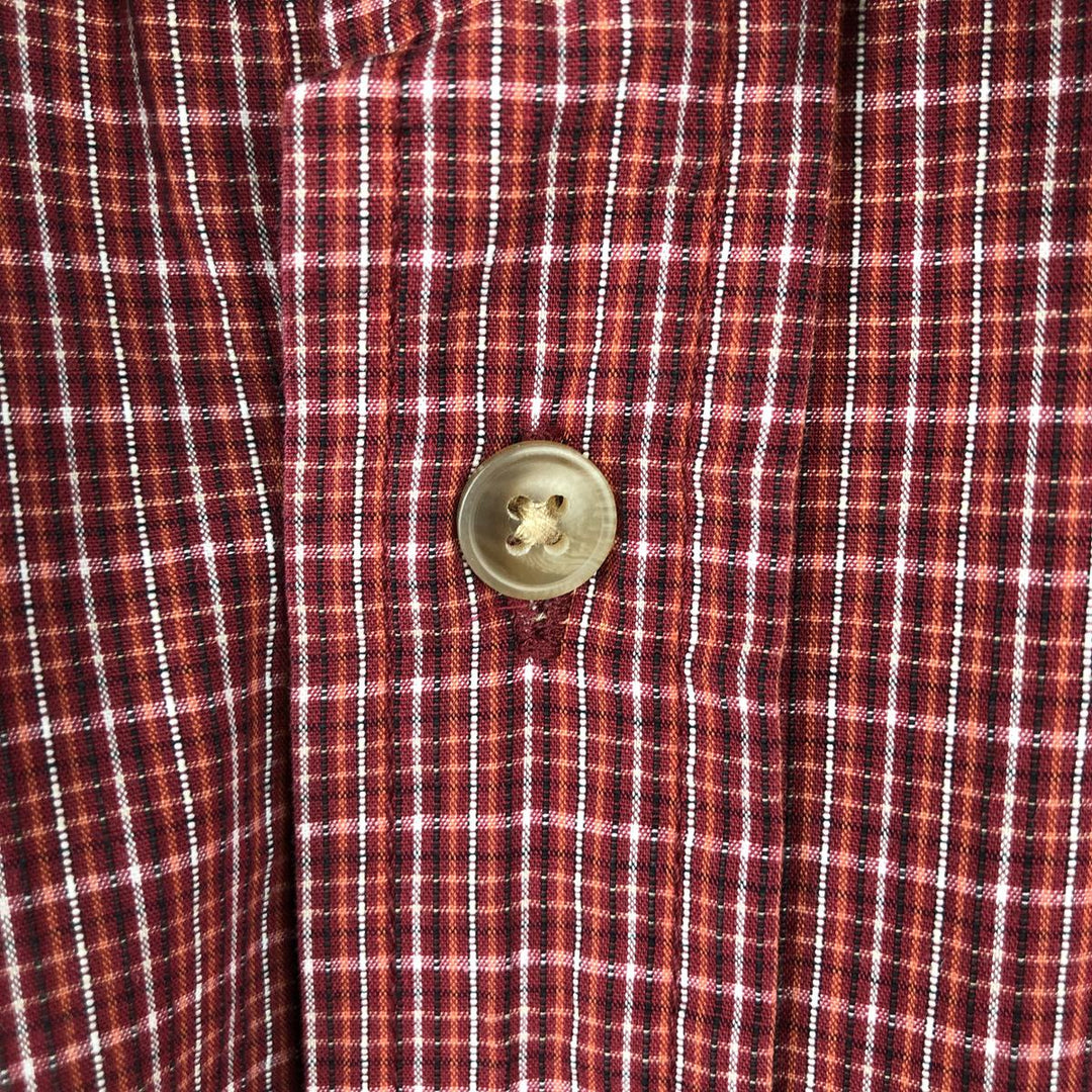 90'S GAP Old Gap Short Sleeve Cotton Check Shirt Box Shirt Men's L Size Vintage cotton red type Vintage Second Hand