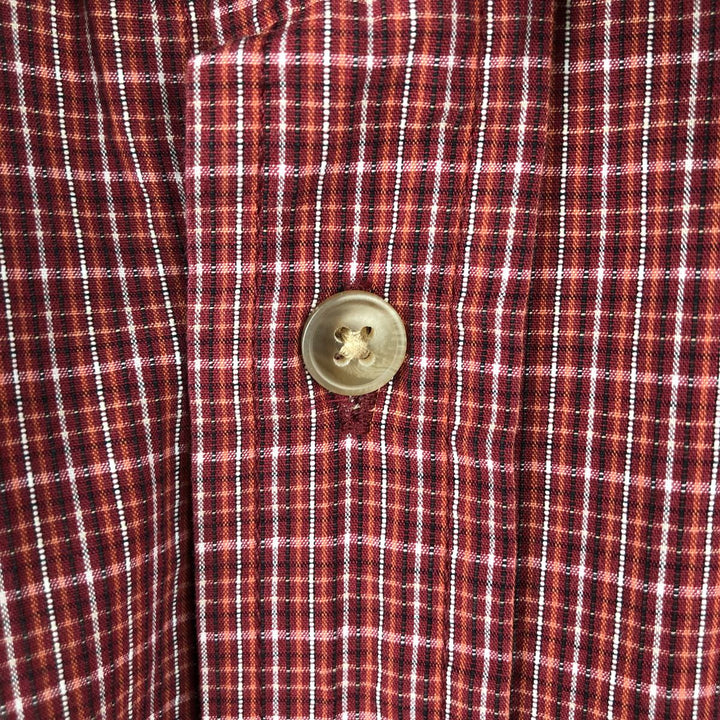 90'S GAP Old Gap Short Sleeve Cotton Check Shirt Box Shirt Men's L Size Vintage cotton red type Vintage Second Hand