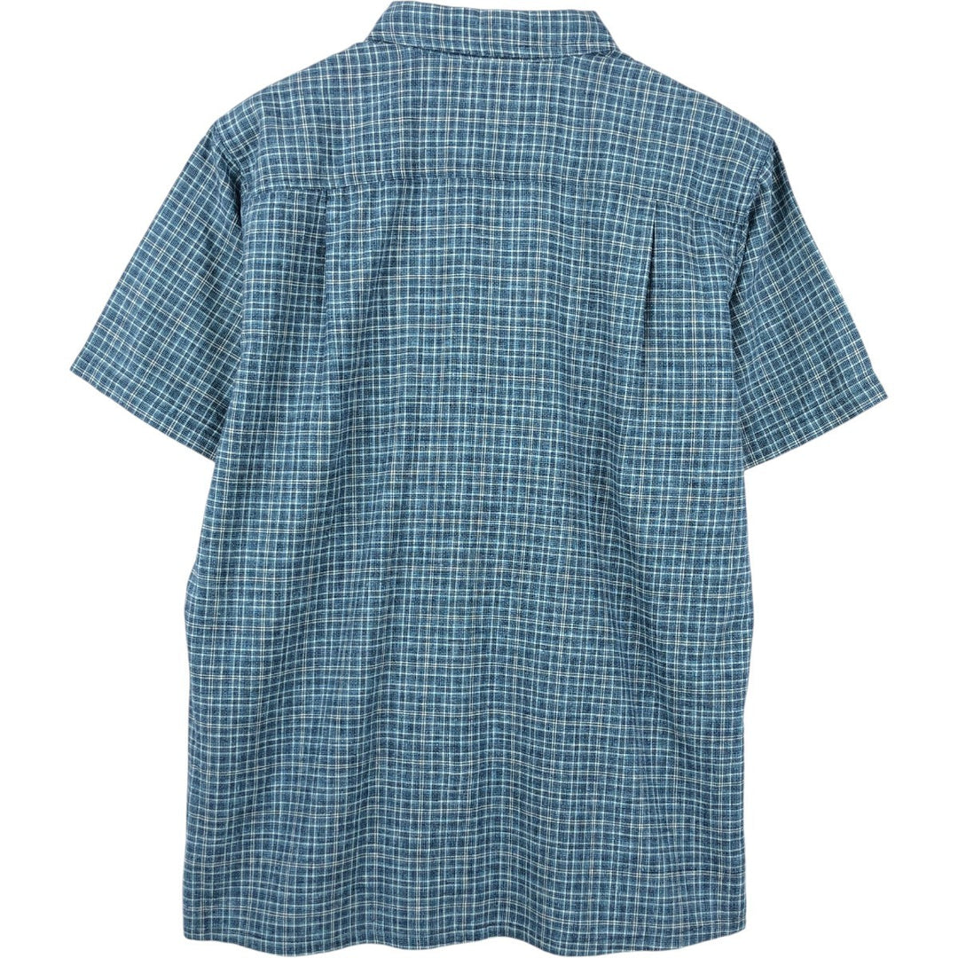Patagonia Backstep Shirt 53139SP18 Check Pattern Short Sleeve Cotton x Hemp Box Shirt Men's Size M Hemp navy blue type Vintage Second Hand