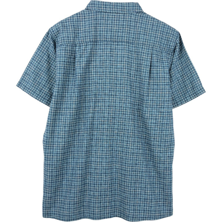 Patagonia Backstep Shirt 53139SP18 Check Pattern Short Sleeve Cotton x Hemp Box Shirt Men's Size M Hemp navy blue type Vintage Second Hand