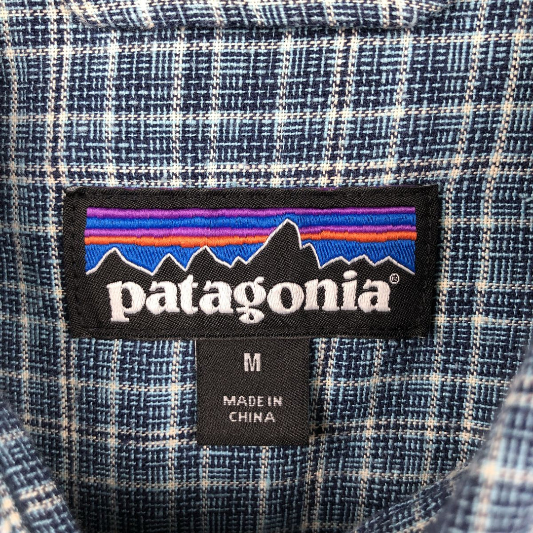Patagonia Backstep Shirt 53139SP18 Check Pattern Short Sleeve Cotton x Hemp Box Shirt Men's Size M Hemp navy blue type Vintage Second Hand