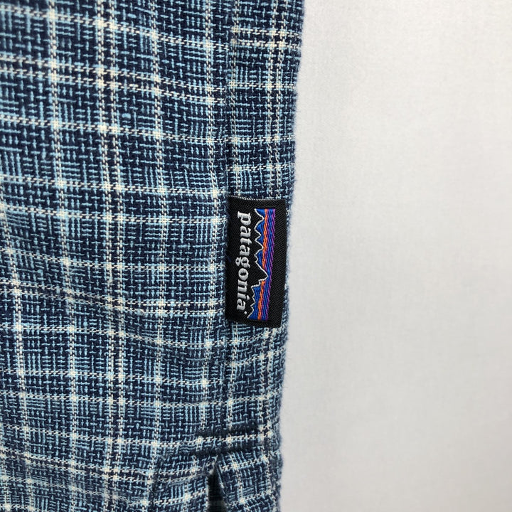 Patagonia Backstep Shirt 53139SP18 Check Pattern Short Sleeve Cotton x Hemp Box Shirt Men's Size M Hemp navy blue type Vintage Second Hand