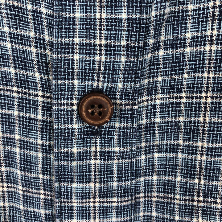 Patagonia Backstep Shirt 53139SP18 Check Pattern Short Sleeve Cotton x Hemp Box Shirt Men's Size M Hemp navy blue type Vintage Second Hand