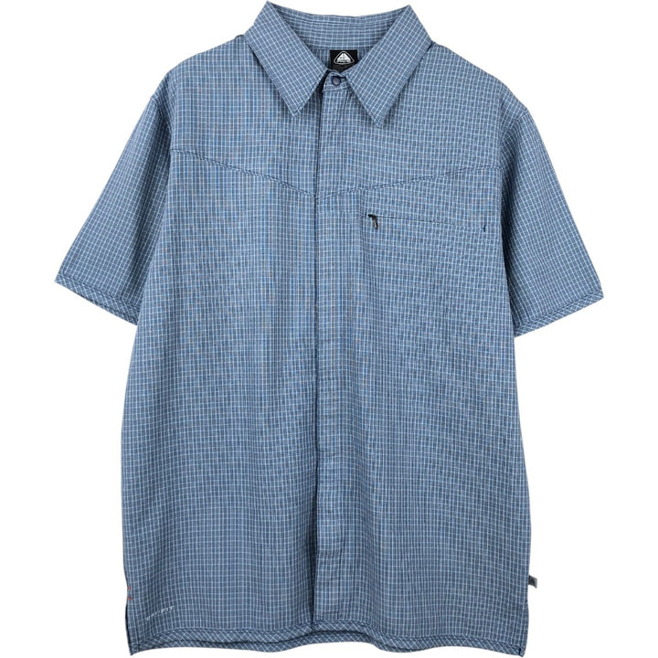 90s-era Nike ACG DRI-FIT short-sleeved check shirt, boxy style, men's size M equivalent, vintage. unclear Blue type light blue Vintage Second Hand