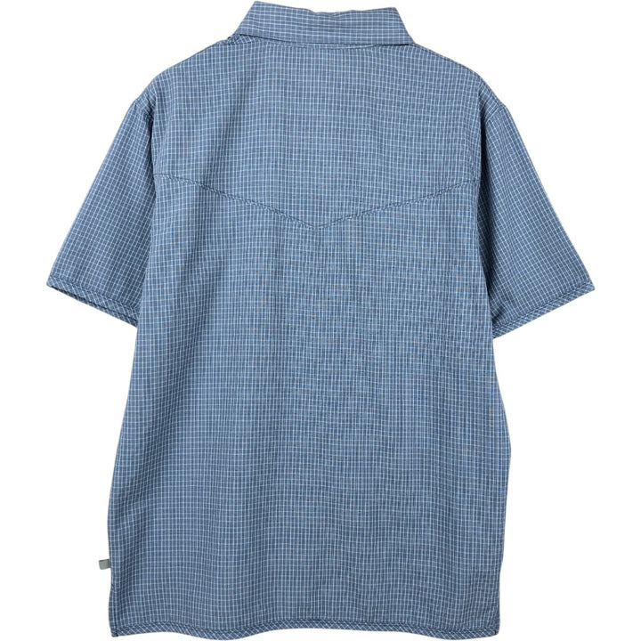 90s-era Nike ACG DRI-FIT short-sleeved check shirt, boxy style, men's size M equivalent, vintage. unclear Blue type light blue Vintage Second Hand