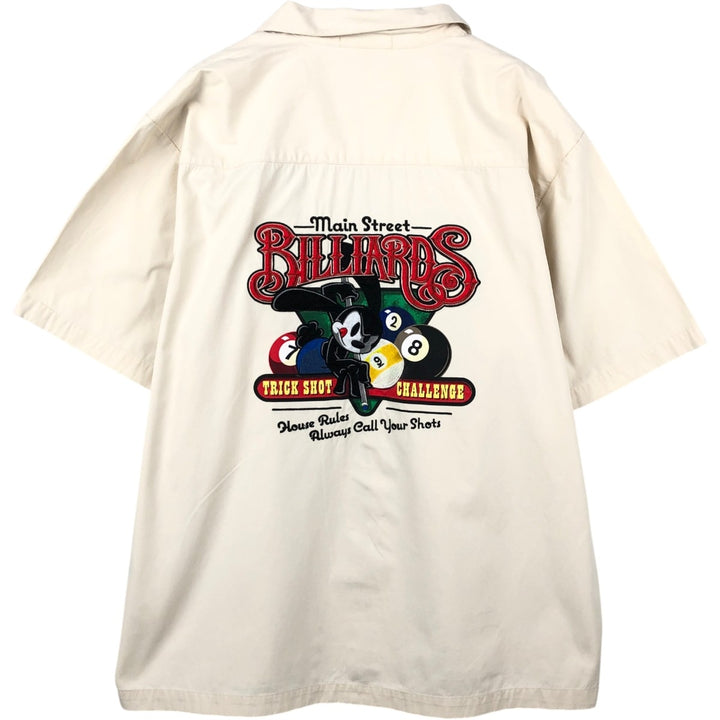 Disney OSWALD Short-Sleeve Open-Collar Viscose x Cotton Box Shirt (Men's Size XL) cotton ivory Vintage Second Hand