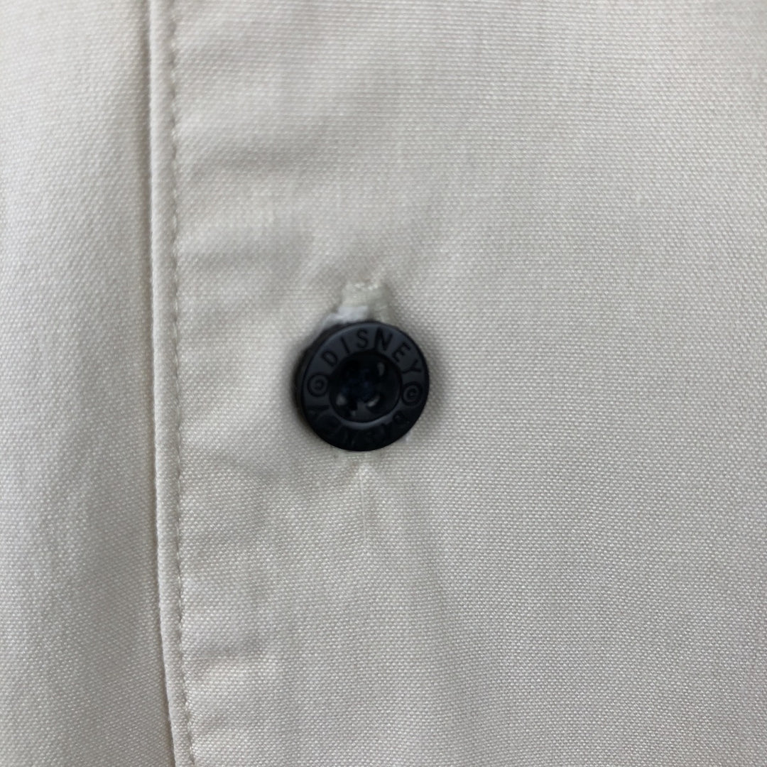 Disney OSWALD Short-Sleeve Open-Collar Viscose x Cotton Box Shirt (Men's Size XL) cotton ivory Vintage Second Hand