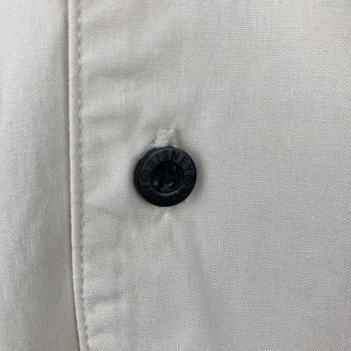 Disney OSWALD Short-Sleeve Open-Collar Viscose x Cotton Box Shirt (Men's Size XL) cotton ivory Vintage Second Hand