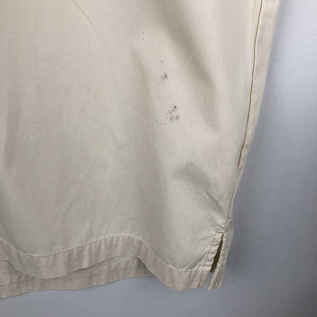 Disney OSWALD Short-Sleeve Open-Collar Viscose x Cotton Box Shirt (Men's Size XL) cotton ivory Vintage Second Hand