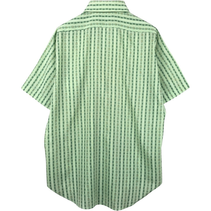 1970'S Sears The Men's Store all-over print short-sleeved poly-cotton shirt, men's size L equivalent, vintage. polyester Mint green Vintage Second Hand