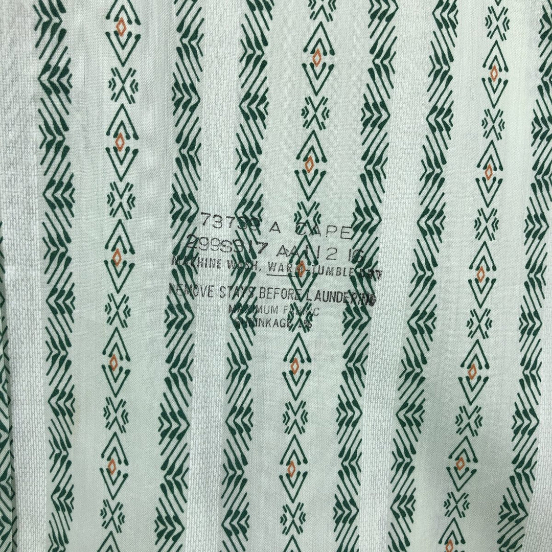1970'S Sears The Men's Store all-over print short-sleeved poly-cotton shirt, men's size L equivalent, vintage. polyester Mint green Vintage Second Hand
