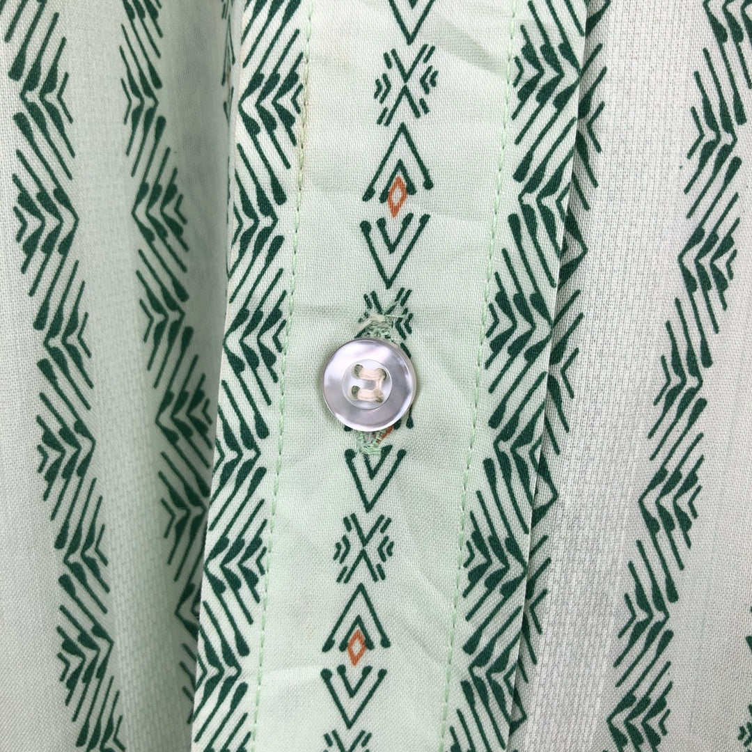 1970'S Sears The Men's Store all-over print short-sleeved poly-cotton shirt, men's size L equivalent, vintage. polyester Mint green Vintage Second Hand
