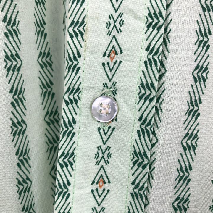 1970'S Sears The Men's Store all-over print short-sleeved poly-cotton shirt, men's size L equivalent, vintage. polyester Mint green Vintage Second Hand