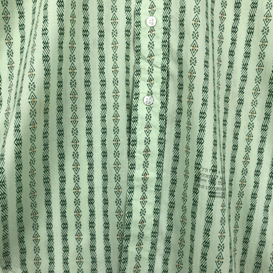 1970'S Sears The Men's Store all-over print short-sleeved poly-cotton shirt, men's size L equivalent, vintage. polyester Mint green Vintage Second Hand