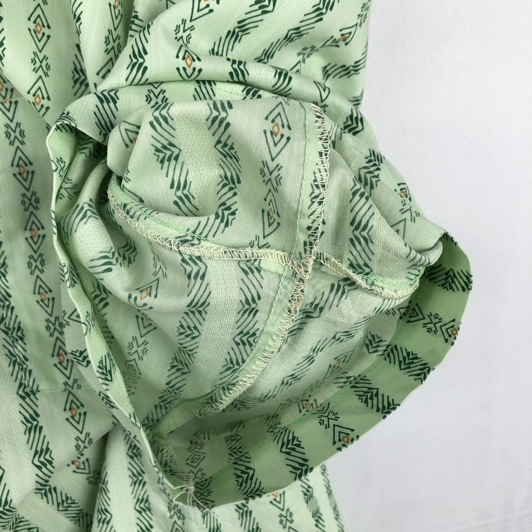 1970'S Sears The Men's Store all-over print short-sleeved poly-cotton shirt, men's size L equivalent, vintage. polyester Mint green Vintage Second Hand