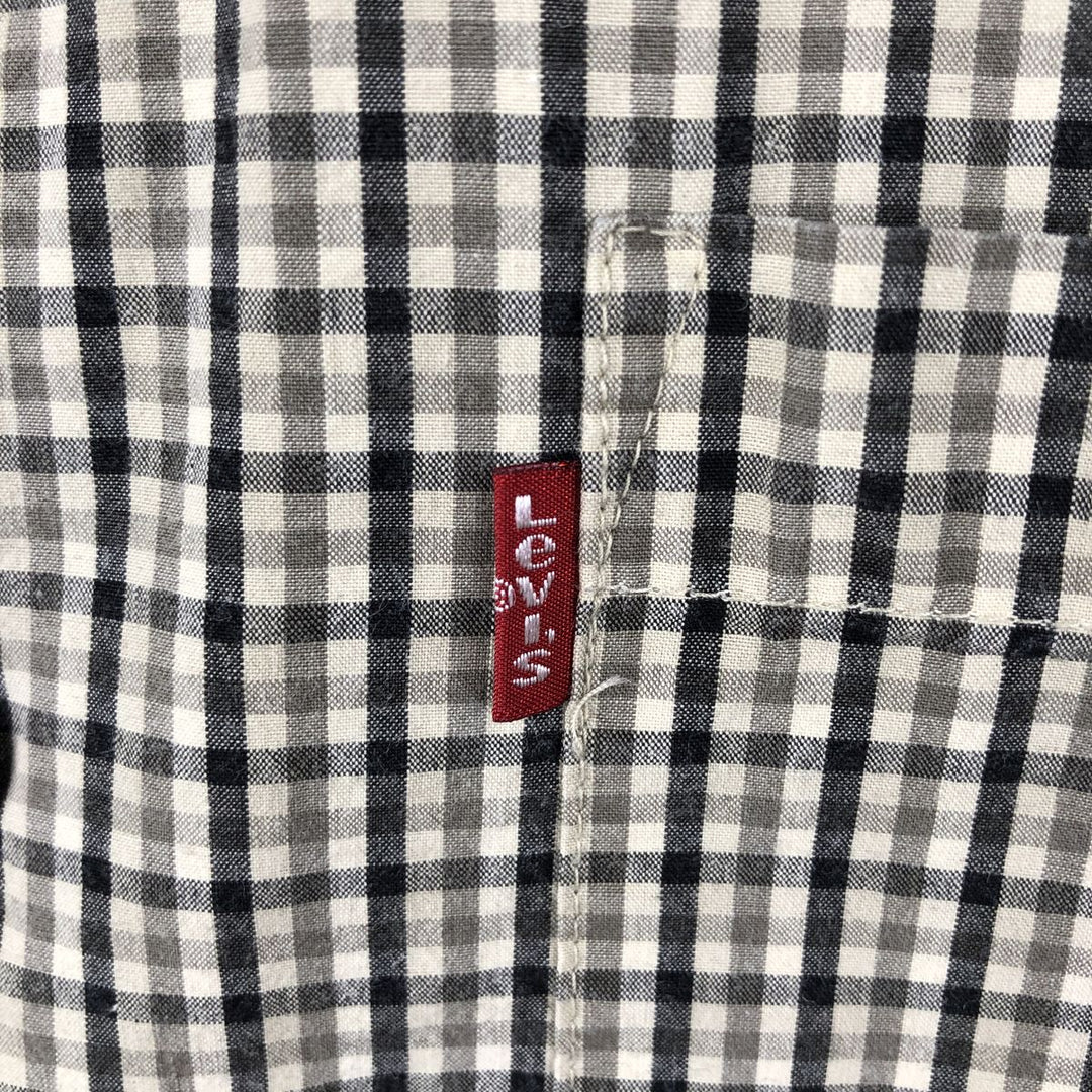 Levi's RED TAB Check Pattern Short-Sleeve Open Collar Cotton Shirt, Boxy Fit, Men's Size XL (approx.) cotton Beige type Vintage Second Hand