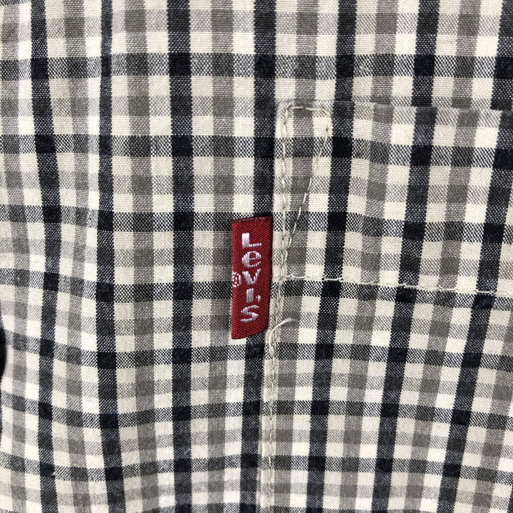 Levi's RED TAB Check Pattern Short-Sleeve Open Collar Cotton Shirt, Boxy Fit, Men's Size XL (approx.) cotton Beige type Vintage Second Hand