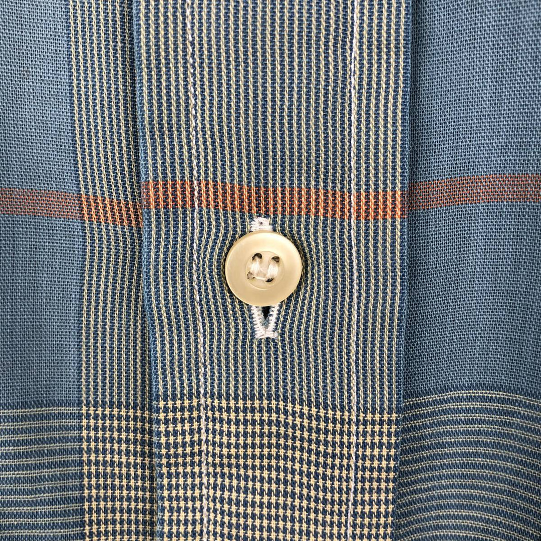 Mooresville Short-Sleeve Button-Down Check Shirt, Made in USA, Men's Size L (approx.) unclear blue type Vintage Second Hand