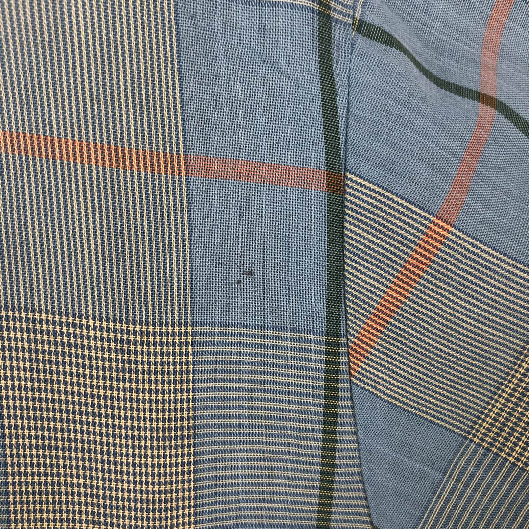 Mooresville Short-Sleeve Button-Down Check Shirt, Made in USA, Men's Size L (approx.) unclear blue type Vintage Second Hand